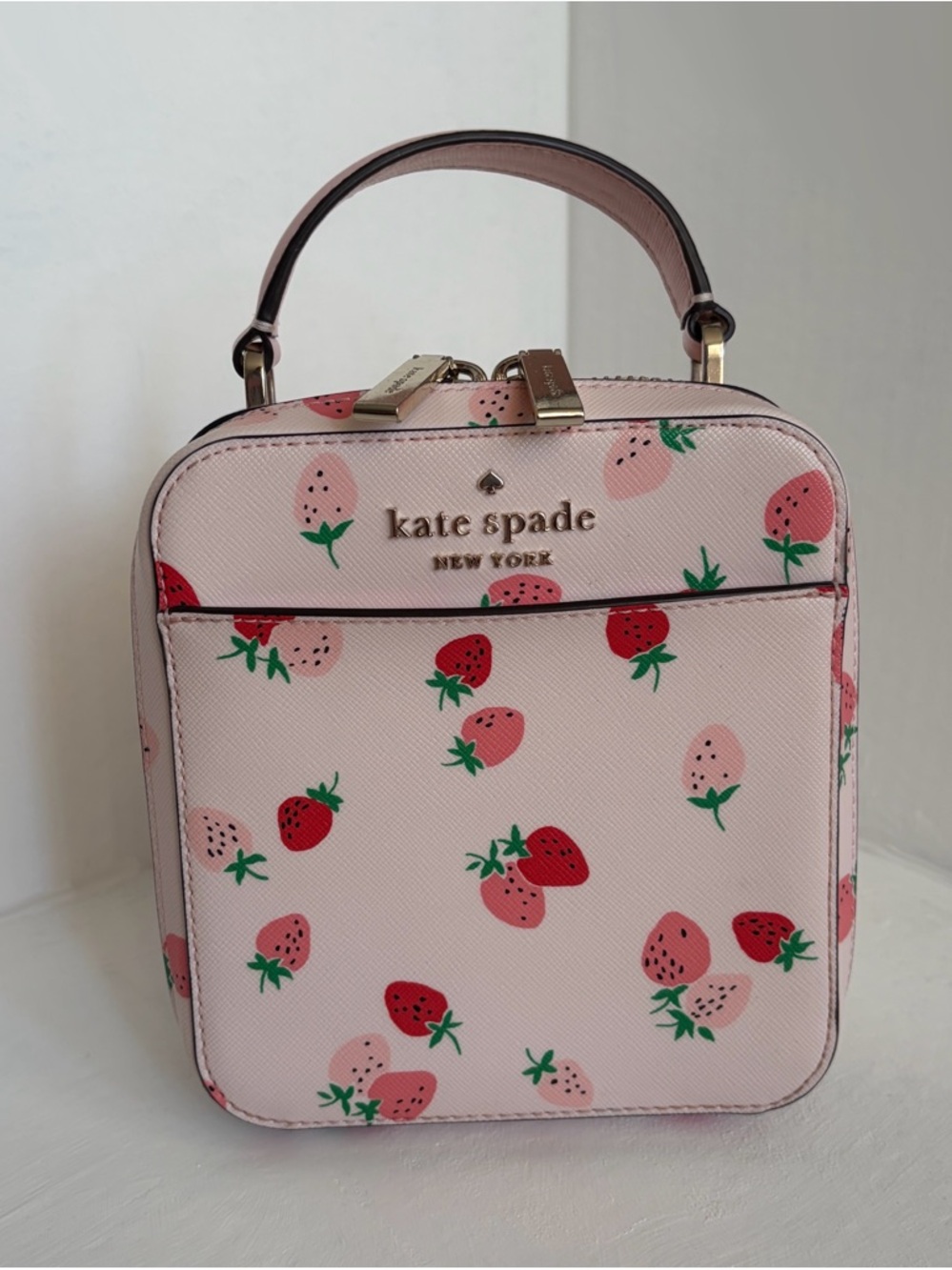 kate spade Pink Strawberry Print Mini Top-Handle Bag
